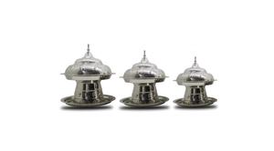 Juego de 3 platos de frotamiento de Metal con acabado plateado de diseño minimalista de alta calidad, plato de frotamiento de Material de alta calidad, calentador de alimentos, olla caliente - Product Image 4