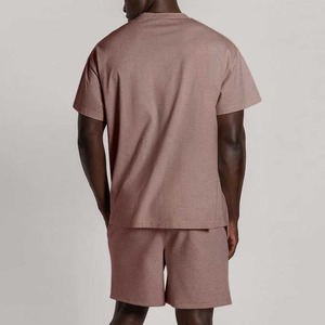 Ropa deportiva de algodón para hombre, conjuntos cortos de verano, camiseta y pantalones cortos de gran tamaño con logotipo personalizado, conjunto transpirable de equipo para correr de talla grande - Product Image 3