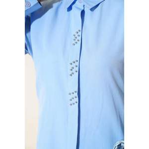 เสื้อลูกปัดสีฟ้าน้ำแข็งสำหรับผู้หญิงเสื้อเชิ้ตลูกปัดหรูหรา - Product Image 4