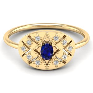 Anillos de Oro Sólido de 14K y 18K Personalizados REYES con Moissanita Certificada GRA y Zafiro Azul para Mujer, Joyería Fina - Product Image 1