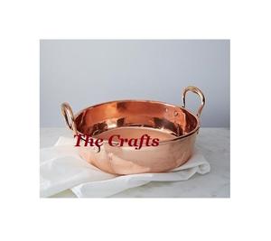 Premium Quality Round Shape Serving <b>Dessert</b> <b>Bowl</b> In Copper Food Serving <b>Bowl</b> With Handles For Wedding Use - Product Image 1