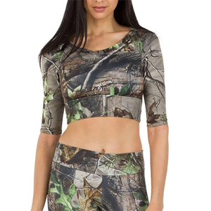 เสื้อยืดครอปของผู้หญิงเสื้อยืดผ้าฝ้ายพิมพ์ลายต้นไม้จริงสำหรับฤดูร้อนเสื้อครอปพิมพ์ลายลำลองล่าสัตว์ป่าตั้งแคมป์ - Product Image 5