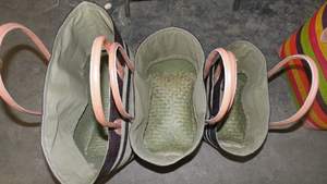 Handmade Women's Tote <b>Bag</b> with <b>Leather</b> Handles and Drawstring Closure Straw Beach and Raffia Market <b>Woven</b> From Madagascar - Product Image 3