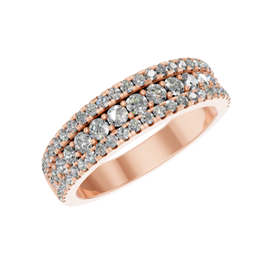 Bague de mariage unisexe en or massif 14K fabriquée à la main avec plusieurs rangées de diamants de laboratoire Design de grappe intemporel pour cadeau IGI - Product Image 5