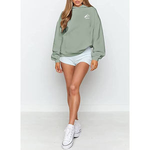 Jersey de cuello redondo de lana de algodón para mujer, Sudadera con capucha estampada, Top corto de manga larga para Otoño Invierno para exhibición de logotipo - Product Image 5