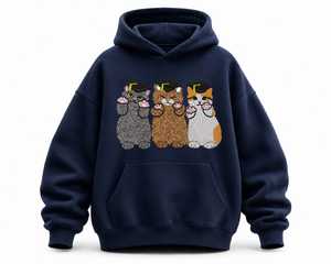 Sudadera con Capucha de Invierno Transpirable con Bordado de Gatos de Graduación, Informal, de Forro Polar, Corte Regular, Unisex para Adultos - Product Image 2