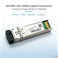Transceiver Optik 10G SFP+ 2km 1310nm Modul LC Single Mode Ringkas untuk Jaringan Ethernet Perusahaan