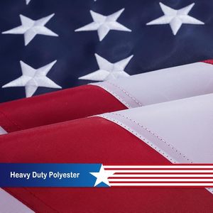 Luxury 3x5 Feet American <b>Flag</b> Banner Cotton with Gold Fringe Heavy Duty Polyester US Embroidered Stars <b>Pole</b> Sleeve Style - Product Image 4