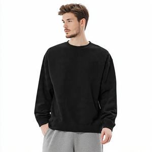 Sweat-shirt à col rond en polaire épais pour homme, 400 GSM, manches longues, impression numérique, uni, teint, coupe-vent, respirant - Product Image 2