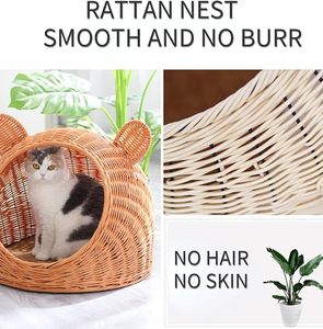 Cesta para Mascotas Vgreenart, Tejida a Mano con Jacinto de Agua, Cuadrada, Resistente al Agua, con Cierre de Presión, para Perros y Gatos - Product Image 3