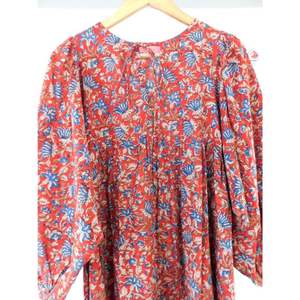 Kurti ชุดนอนผ้าฝ้ายพิมพ์ลายดอกไม้, ชุดใส่นอนแขนยาวถึงพื้นของผู้หญิงชุดนอนทรงพอดีตัว - Product Image 3