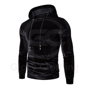 Sweats à capuche en velours pour hommes avec logo personnalisé 100% velours de coton style décontracté pour vêtements de rue col à capuche en velours d'hiver - Product Image 3