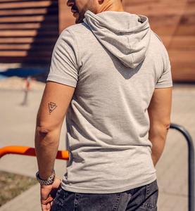 T-shirts à capuche de style tendance pour hommes, coupe classique, streetwear, coton de haute qualité, manches courtes, respirants, écologiques, séchage rapide - Product Image 2