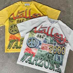 Logotipos personalizados de alta calidad Retro Punk estilo Hip Hop estampado gráfico camiseta suelta para hombres y mujeres nuevo cuello redondo 100% algodón corto - Product Image 4