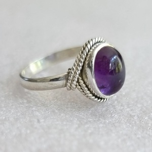 Bague pour femme en argent 925 faite à la main avec améthyste ovale et pierres précieuses bijoux fins pour mariage ou usage quotidien pour elle - Product Image 6