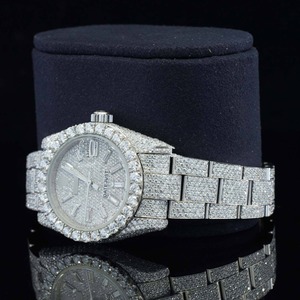 Reloj de Lujo con Diamantes CVD Cultivados en Laboratorio, Movimiento Automático Suizo, Acero Inoxidable, Estilo Hip Hop - Product Image 2