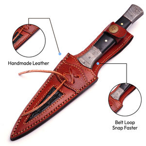 Cuchillo Skinner Burraq Personalizado Hecho a Mano OEM/ODM de Acero de Damasco de 10 Pulgadas y 2 mm de Grosor con Mango de Resina y Funda de Cuero para Camping - Product Image 5