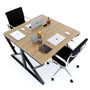 Mesa de Estilo Moderno y Minimalista para 2 Personas, 120x120cm, Madera Contrachapada con Patas de Hierro - Product Image 2