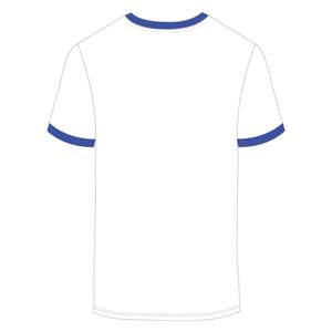 HBCU hombres educados Chenille contraste Trim Ringer camiseta blanca con letras bordadas azules ropa universitaria de algodón suave - Product Image 3