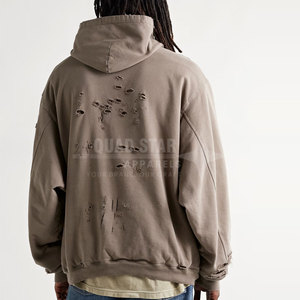 เสื้อฮู้ดดี้ผู้ชายดีไซน์ล่าสุด สไตล์สตรีท ผลิตในปากีสถาน ขายส่ง เสื้อฮู้ดดี้แบบดิสเทรส ระบายอากาศได้ดี - Product Image 3