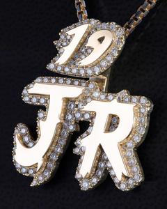 จี้ชื่อตัวอักษร19-JR เพชรโมอิสเพชรแบบฮิปฮอปสุดหรูสำหรับชายและหญิงสีเงินสเตอริง925 - Product Image 5