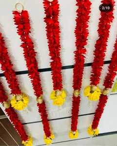 Guirnalda de tela roja Jasmine Gajra, colgante de puerta de 4 pies para bodas indias, decoraciones de Navidad y Año Nuevo - Product Image 4