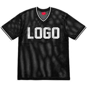 Camiseta deportiva recortada de poliéster a rayas personalizada, camiseta de fútbol con estampado de pantalla de malla de gran tamaño para fanáticos del club de fútbol - Product Image 1