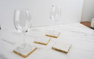 Luxury <b>White</b> Stone <b>Coaster</b> with Gold Edge For Table Decor & Promotion Gift at Reasonable Price - Product Image 6