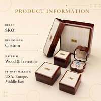 Coffret à bijoux en bois imitation travertin pour boutique de bijoux, présentoir de vente au détail, boîtes cadeaux avec doublure en velours, boîte à bague trèfle