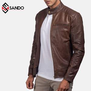 2022แจ็กเก็ตหนังแข็งแขนเต็มของผู้ชายคอตั้งปรับแต่งได้ - Product Image 3