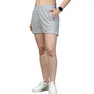 Shorts en coton uni pour femme, taille élastique, décontractés, taille mi-haute, poches, respirants, en tissu Oxford imperméable, coupe droite, bouton, fourrure - Product Image 6