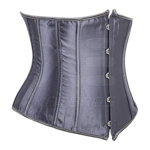 Women Under Bust Corset Satin Firm <b>Control</b> Shapewear Hook-and-Eye Design <b>Tummy</b> <b>Control</b> Daily Wear - Product Image 4