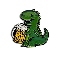 Broche en métal émaillé imitation dinosaure personnalisée avec pointes et boucles à capuchon en caoutchouc