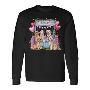 T-shirt à manches longues pour les amoureux des chiens, Golden Retriever et cœurs de la Saint-Valentin pour la Saint-Valentin, polos pour les promotions - Product Image 1
