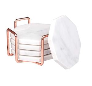 Handmade Marble Tea <b>Coaster</b> <b>Set</b> with Metal Holder New Design Table Top Mats & Pads Direct From Manufacturer - Product Image 1
