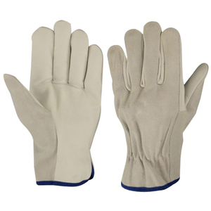 Guantes de seguridad para el trabajo, de cuero, de piel de cabra blanca, económicos, constructores, mecánicos, conductores, soldador - Product Image 3