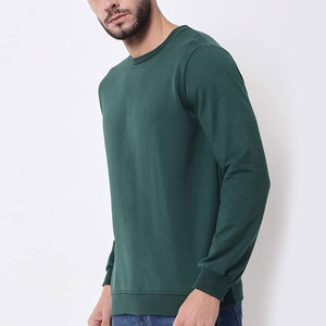 Alta calidad OEM logotipo personalizado impreso sólido 100% algodón hombres manga larga cuello redondo pulóver sudaderas al por mayor - Product Image 2