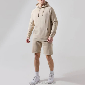 Sudadera con capucha de entrenamiento de gimnasio bordada estampada y pantalones cortos de chándal conjunto de pantalones cortos estampados para hombres - Product Image 1