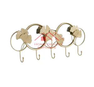 Настенный декор с пальмовым листом, железные металлические настенные ключи и навесные крючки для одежды по оптовой цене для дома и ванной комнаты