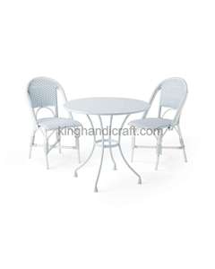 Silla rústica de bistró francés con mimbre de ratán PE y marco de aluminio-Muebles de comedor de café al aire libre apilables al por mayor - Product Image 4