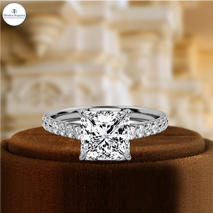 Anillo de Compromiso Solitario con Diamante Cultivado en Laboratorio, Corte Princesa, 1 Quilate, Certificado IGI, Oro Amarillo de 14k, Anillo de Bodas para Regalo de Aniversario - Product Image 1