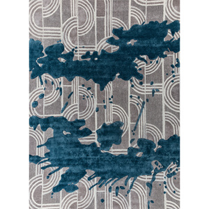 Alfombra de Lana y Viscosa Azul Adrift, Tejida a Mano, Estilo Clásico Tra-15045 (Cs-01), Rectangular, Abstracta, 10 mm, para Sala de Estar o Pasillo - Product Image 1