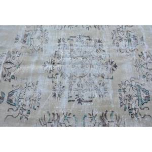 พรมตุรกีวินเทจขน5.9x9.1ft สีเขียวเบจทอลายเรียบมีการเย็บปะติดปะต่อกันสำหรับตกแต่งห้องนั่งเล่น - Product Image 5