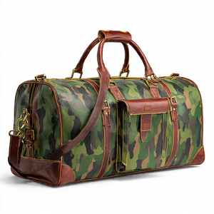 Bolsa de Viaje de Cuero con Camuflaje y Compartimento para Zapatos, Bolsa de Deporte, Bolsa de Hombro de Cuero - Product Image 2