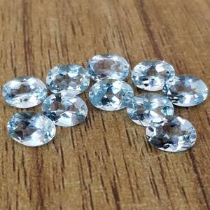 Pierre d'aigue-marine naturelle certifiée de qualité supérieure de 5x7mm à facettes de forme ovale coupée en vrac pour la fabrication de bagues de bijoux - Product Image 5
