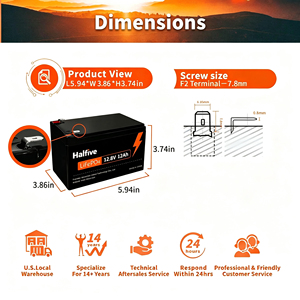 ล้อไฟฟ้าสำหรับสกู๊ตเตอร์ SLA LiFePO4แบตเตอรี่ลิเธียม12.8V แบบ12Ah - Product Image 2