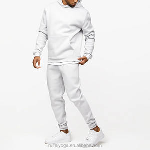 Survêtement et sweats à capuche d'hiver blancs de qualité supérieure personnalisés pour hommes 100% coton fermeture à la taille élastique couleur bloquée pour adultes - Product Image 3