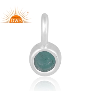 จี้อัญมณีมรกตธรรมชาติสีเงินละเอียดผู้ผลิตเครื่องประดับตามสั่ง - Product Image 3