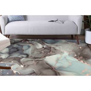 Tapis en marbre gris et bleu : Tapis moderne antidérapant, avec poils doux - Product Image 2