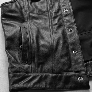 Chaleco de cuero genuino transpirable duradero para hombres Prendas de abrigo casuales listas para el invierno - Product Image 2